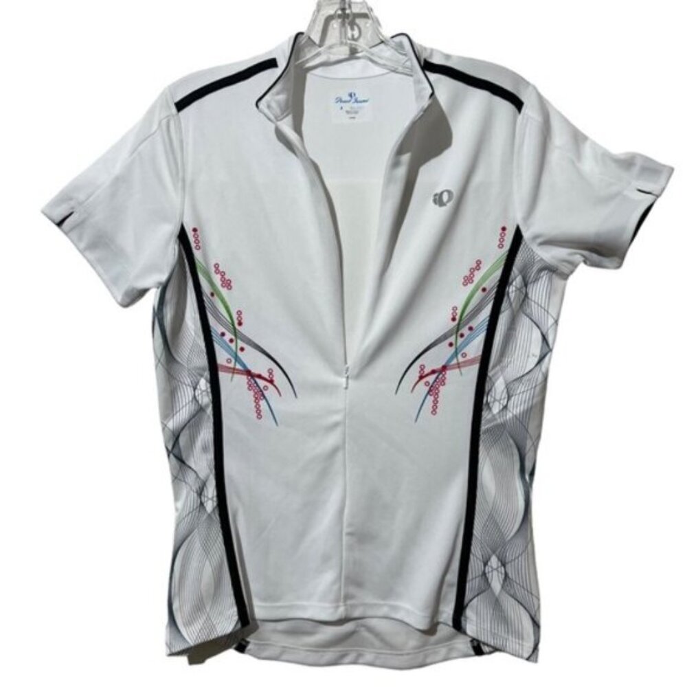 Pearl Izumi Sz LARGE Woman Select Road Cycling Jersey White Green Black Red